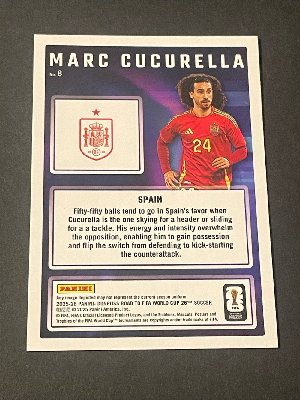 2025-26 Panini Donruss Road to Fifa World Cup - Magicians Marc Cucurella #8 Red - Picture 2 of 5